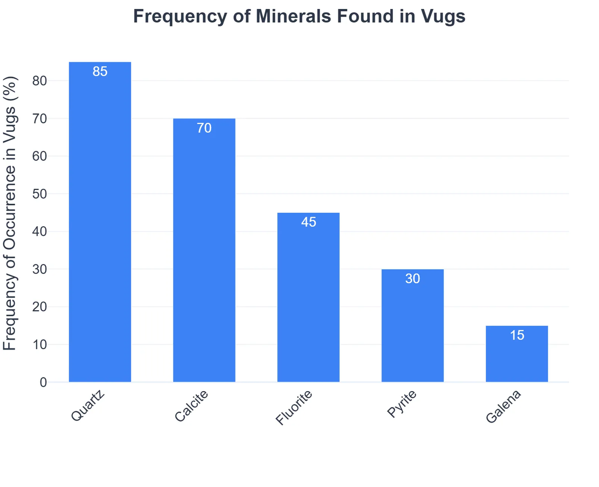 Frequency of Minerals Found in Vugs