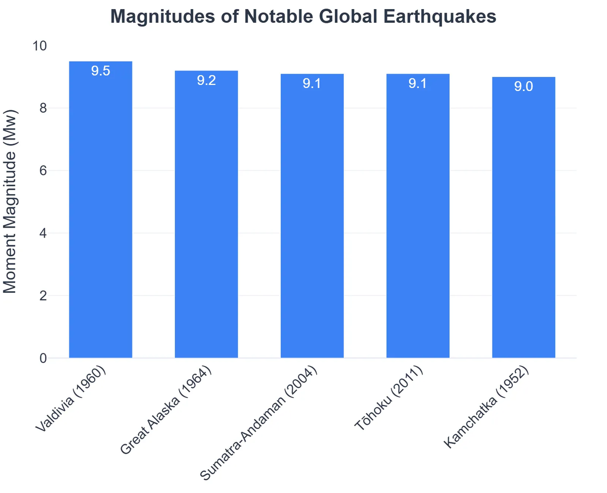 Magnitudes of Notable Global Earthquakes