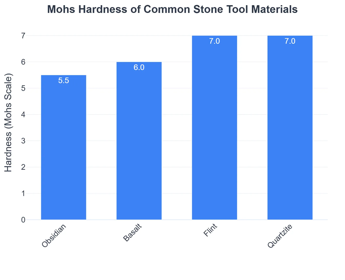Mohs Hardness of Common Stone Tool Materials