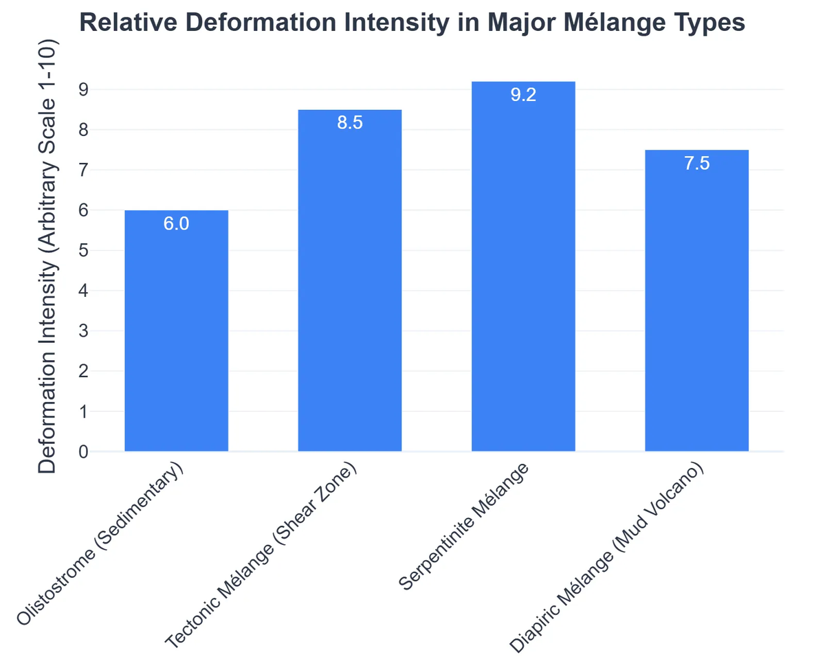 Relative Deformation Intensity in Major Mélange Types