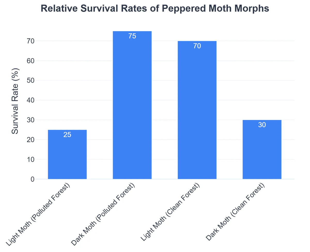 Relative Survival Rates of Peppered Moth Morphs