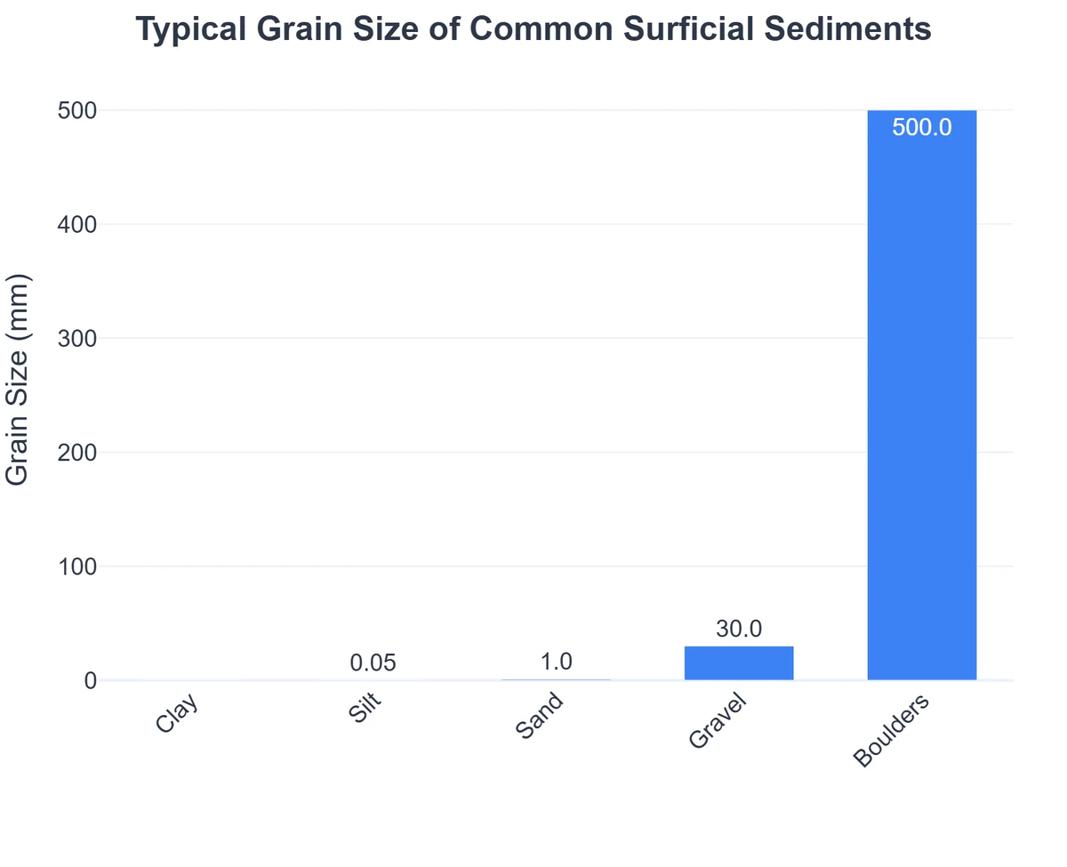 Typical Grain Size of Common Surficial Sediments