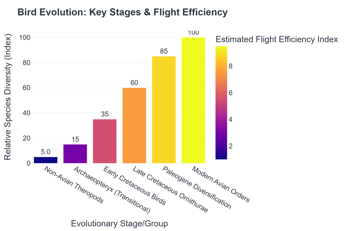 Bird Evolution: Key Stages & Flight Efficiency