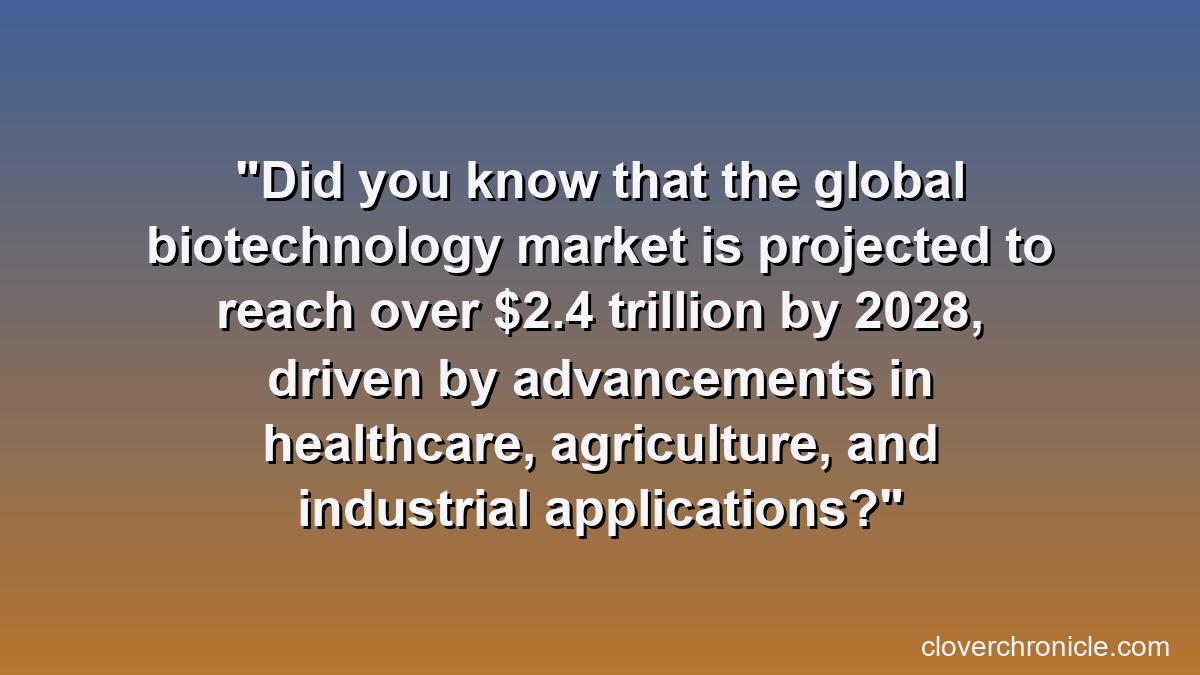 Did you know that the global biotechnology market is projected to reach over $2.4 trillion by 2028, driven by advancements in healthcare, agriculture, and industrial applications?