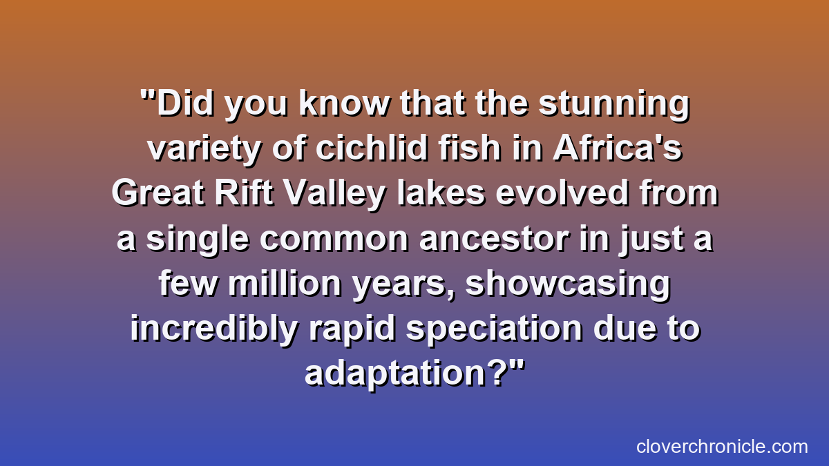 Did you know that the stunning variety of cichlid fish in Africa's Great Rift Valley lakes evolved from a single common ancestor in just a few million years, showcasing incredibly rapid speciation due to adaptation?