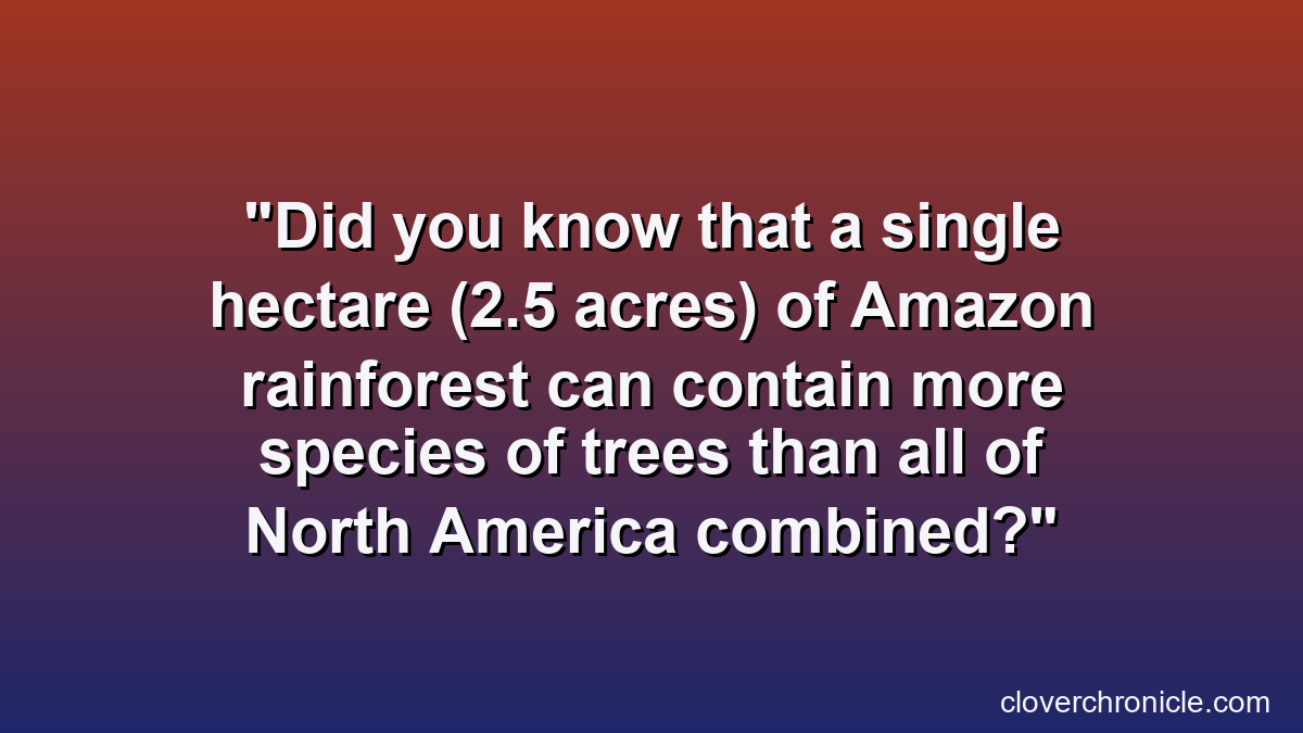 Did you know that a single hectare (2.5 acres) of Amazon rainforest can contain more species of trees than all of North America combined?