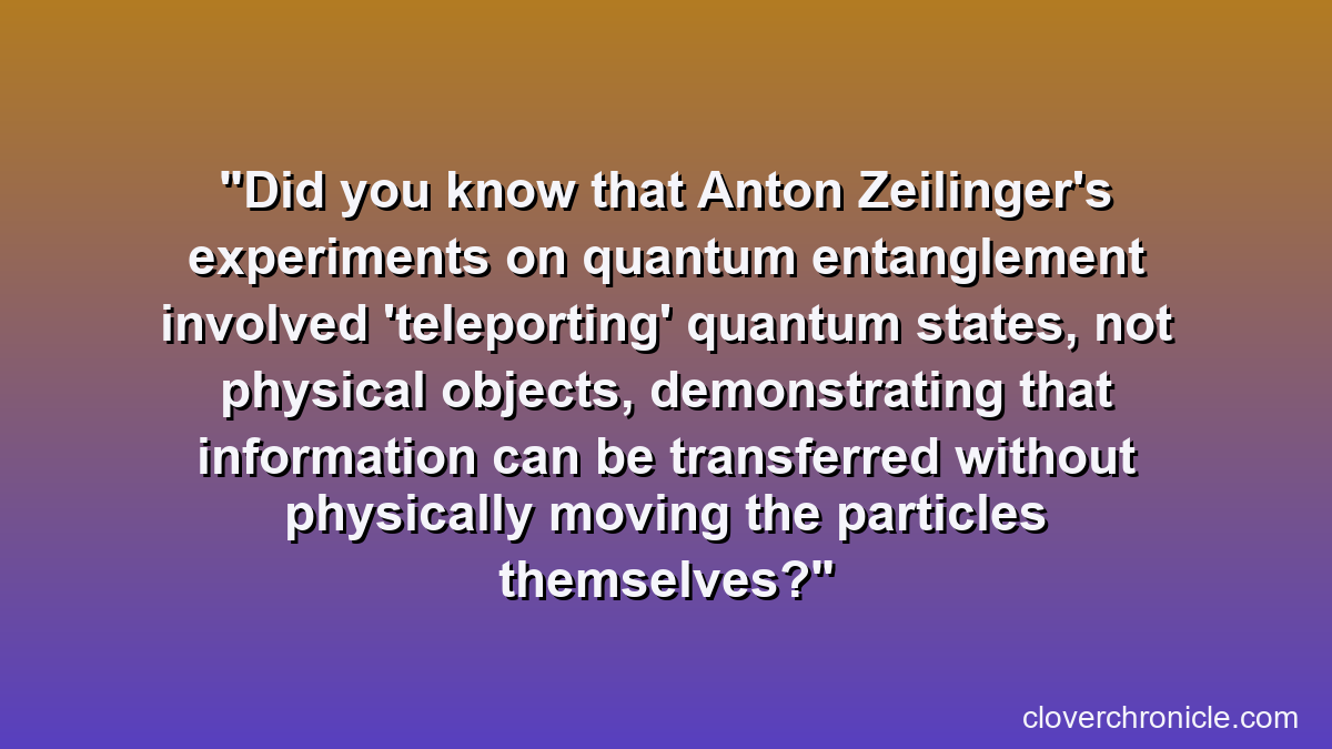 Did you know that Anton Zeilinger's experiments on quantum entanglement involved 'teleporting' quantum states, not physical objects, demonstrating that information can be transferred without physically moving the particles themselves?