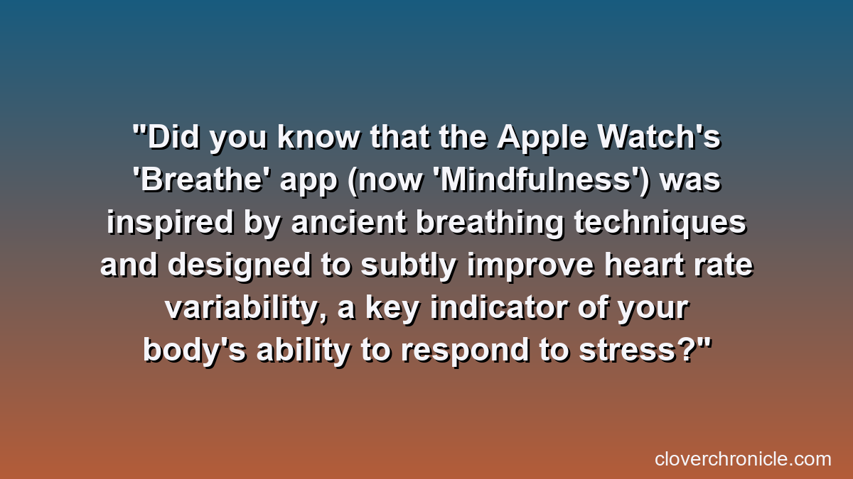 Did you know that the Apple Watch's 'Breathe' app (now 'Mindfulness') was inspired by ancient breathing techniques and designed to subtly improve heart rate variability, a key indicator of your body's ability to respond to stress?