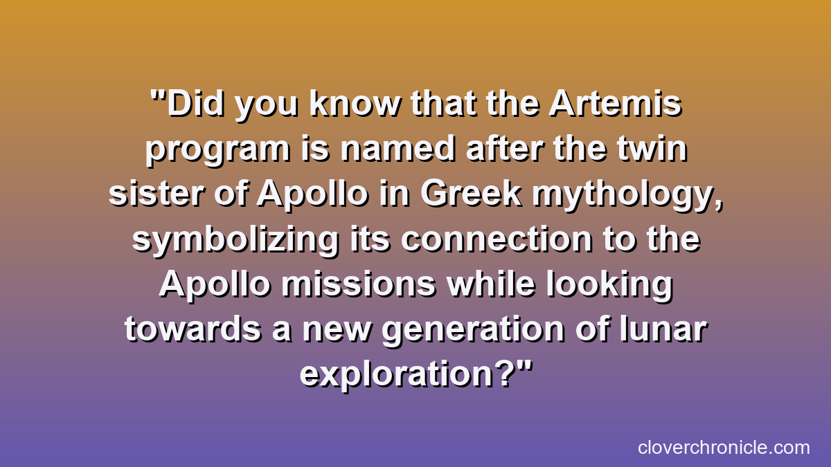 Did you know that the Artemis program is named after the twin sister of Apollo in Greek mythology, symbolizing its connection to the Apollo missions while looking towards a new generation of lunar exploration?