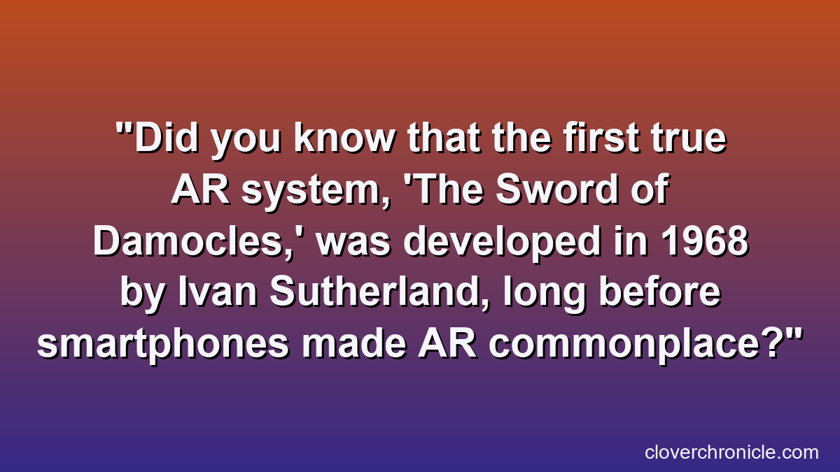 Did you know that the first true AR system, 'The Sword of Damocles,' was developed in 1968 by Ivan Sutherland, long before smartphones made AR commonplace?