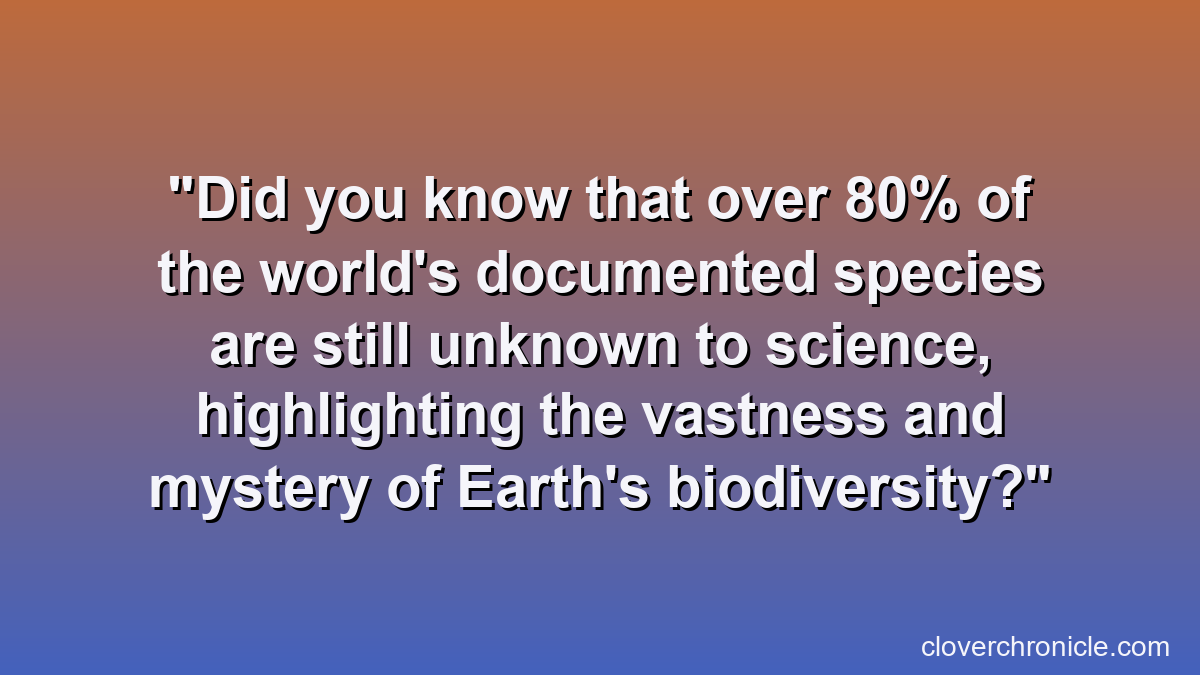 Did you know that over 80% of the world's documented species are still unknown to science, highlighting the vastness and mystery of Earth's biodiversity?