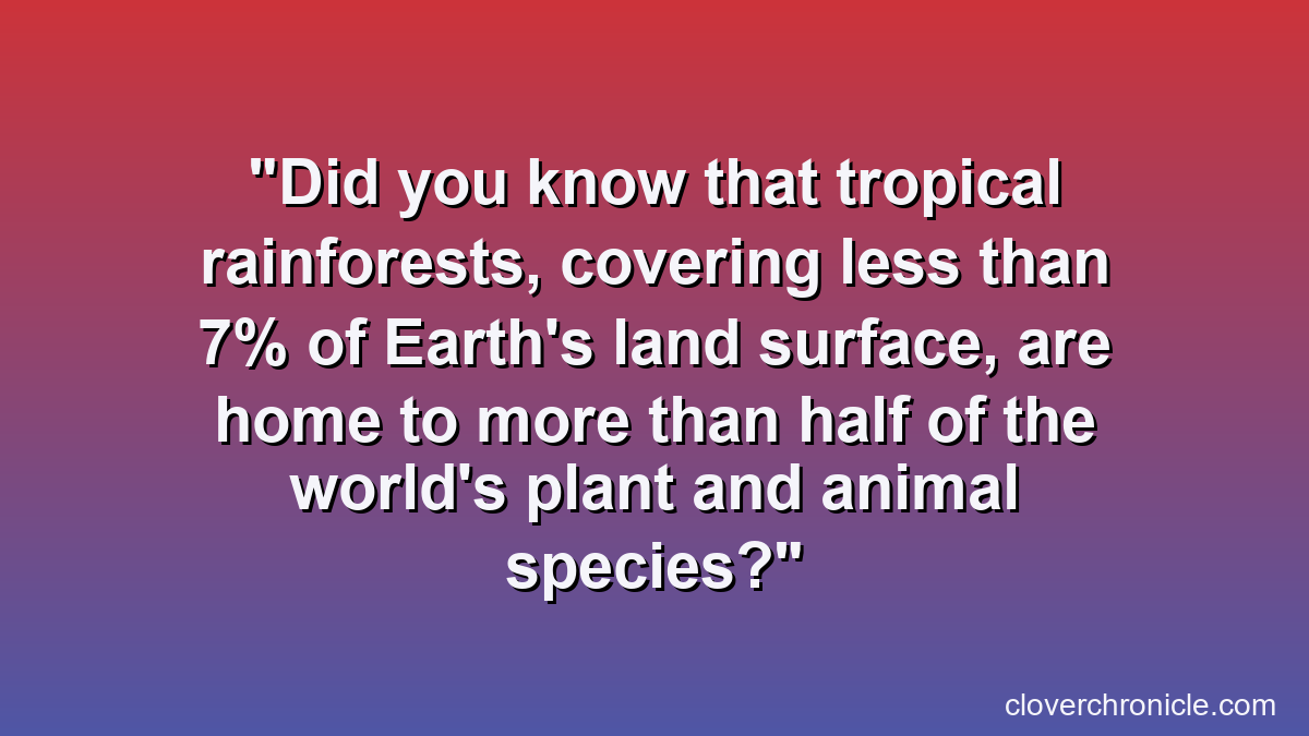 Did you know that tropical rainforests, covering less than 7% of Earth's land surface, are home to more than half of the world's plant and animal species?
