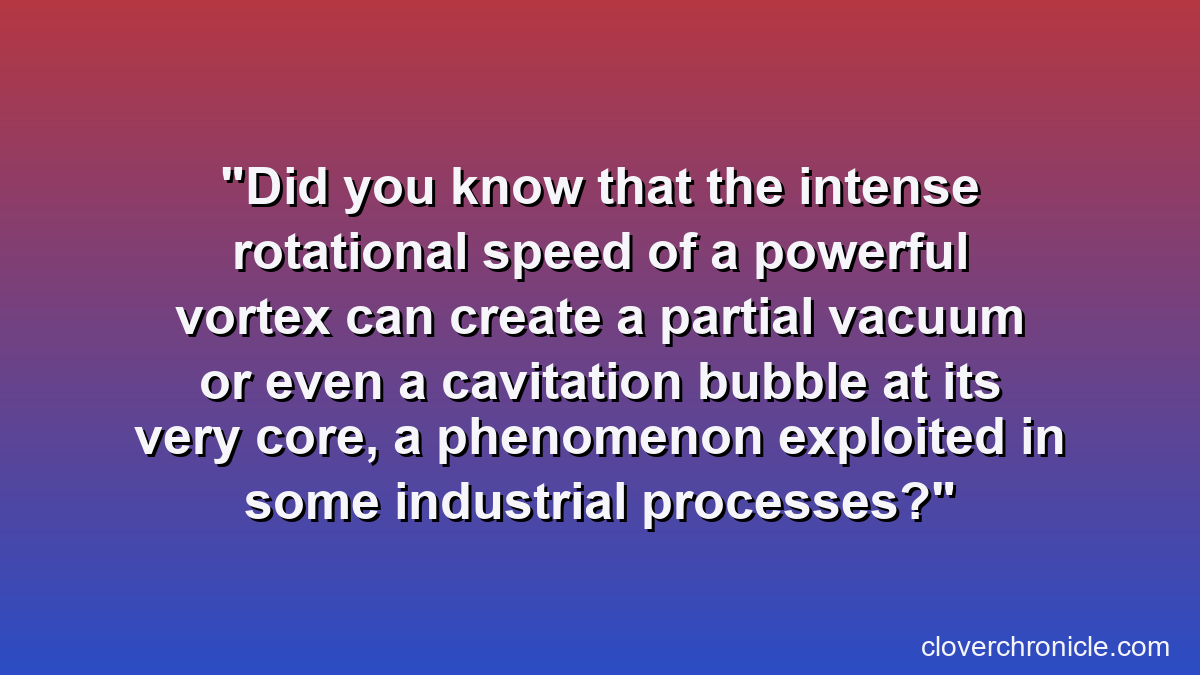 Did you know that the intense rotational speed of a powerful vortex can create a partial vacuum or even a cavitation bubble at its very core, a phenomenon exploited in some industrial processes?