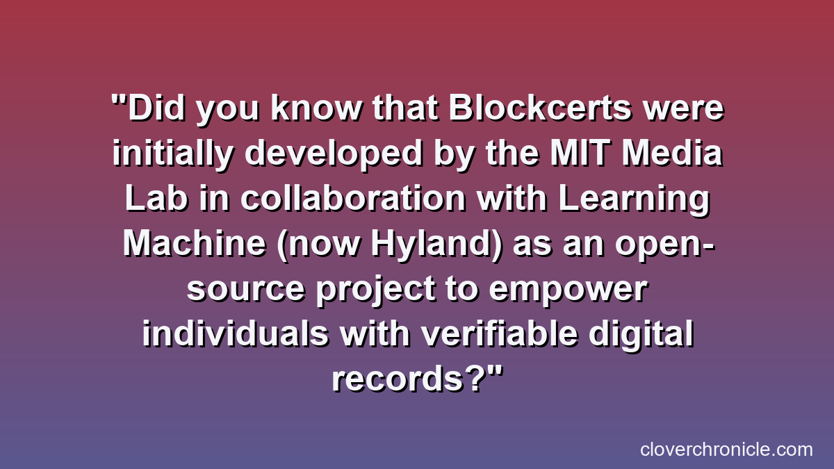 Did you know that Blockcerts were initially developed by the MIT Media Lab in collaboration with Learning Machine (now Hyland) as an open-source project to empower individuals with verifiable digital records?