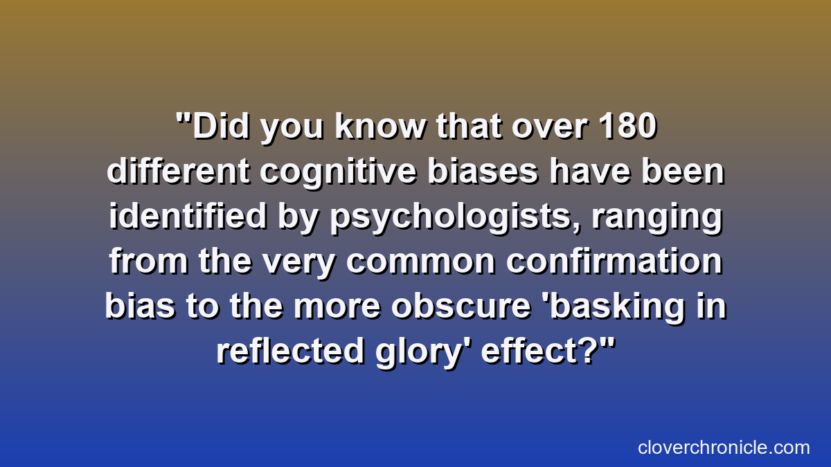 Did you know that over 180 different cognitive biases have been identified by psychologists, ranging from the very common confirmation bias to the more obscure 'basking in reflected glory' effect?