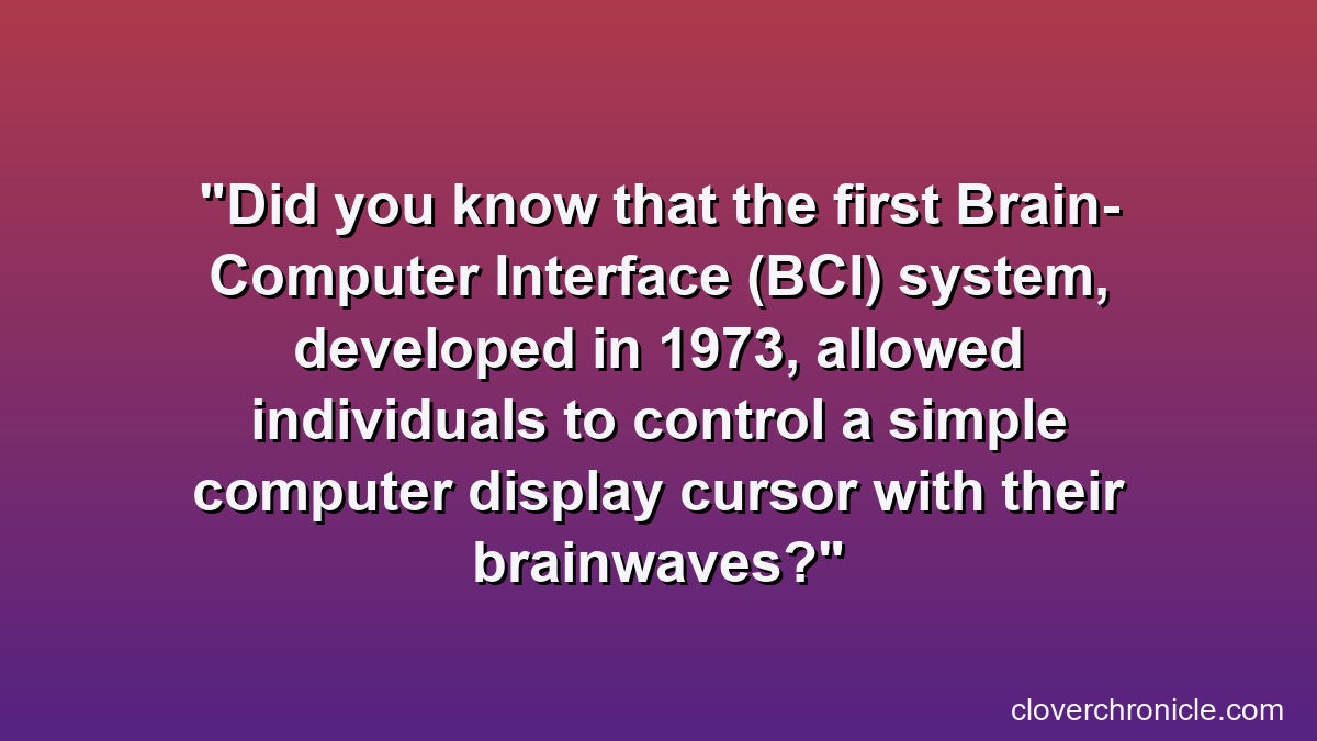 Did you know that the first Brain-Computer Interface (BCI) system, developed in 1973, allowed individuals to control a simple computer display cursor with their brainwaves?