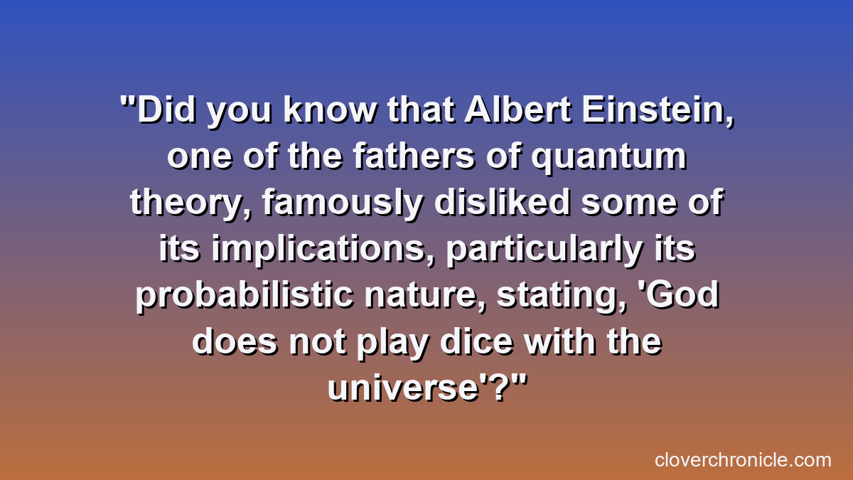 Did you know that Albert Einstein, one of the fathers of quantum theory, famously disliked some of its implications, particularly its probabilistic nature, stating, 'God does not play dice with the universe'?