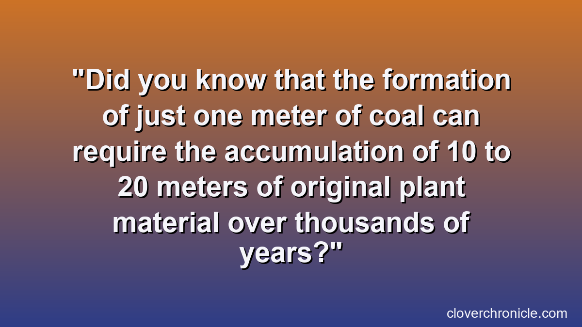 Did you know that the formation of just one meter of coal can require the accumulation of 10 to 20 meters of original plant material over thousands of years?