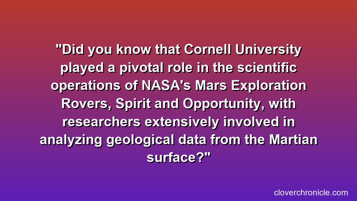 Did you know that Cornell University played a pivotal role in the scientific operations of NASA's Mars Exploration Rovers, Spirit and Opportunity, with researchers extensively involved in analyzing geological data from the Martian surface?