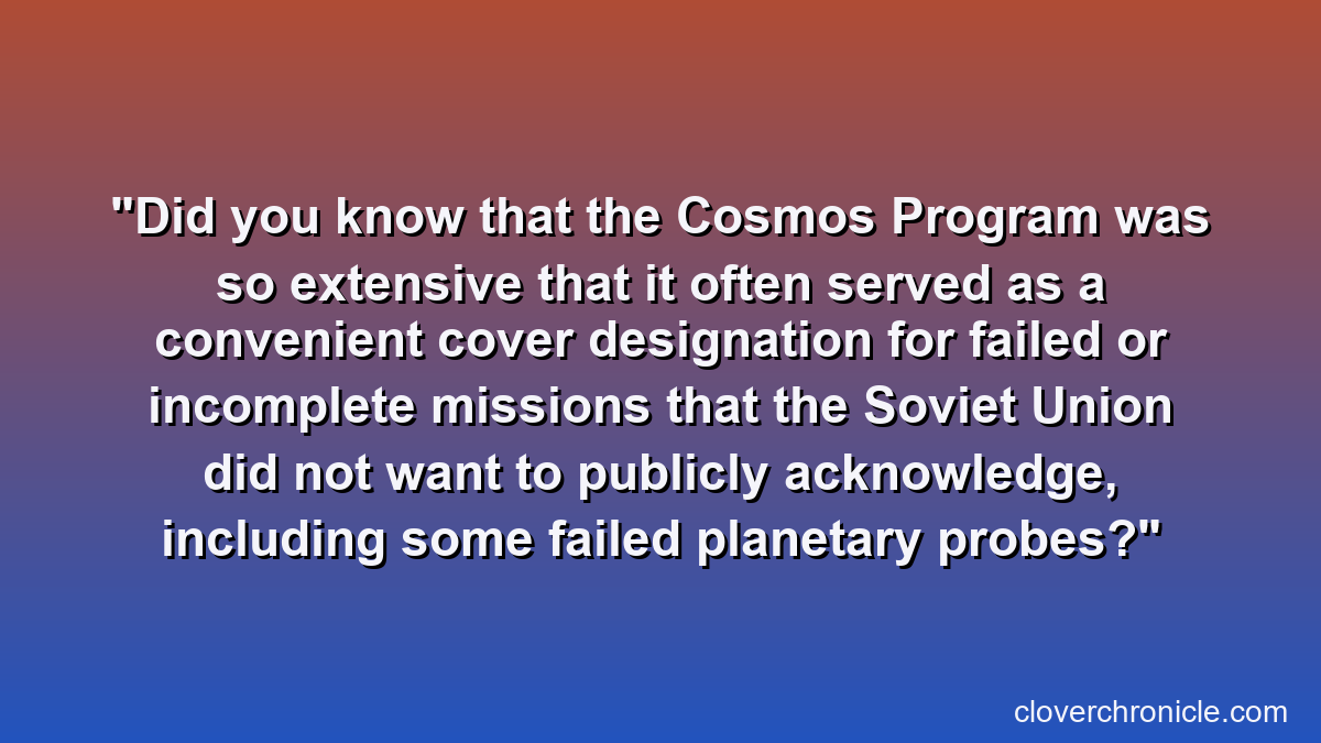 Did you know that the Cosmos Program was so extensive that it often served as a convenient cover designation for failed or incomplete missions that the Soviet Union did not want to publicly acknowledge, including some failed planetary probes?