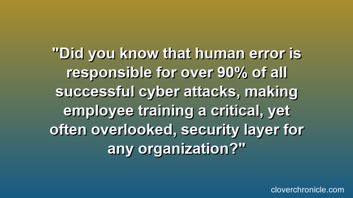 Did you know that human error is responsible for over 90% of all successful cyber attacks, making employee training a critical, yet often overlooked, security layer for any organization?