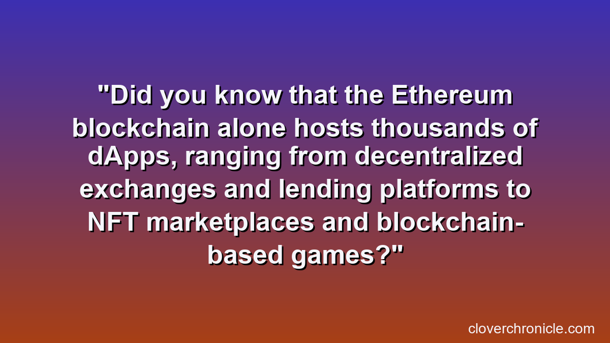 Did you know that the Ethereum blockchain alone hosts thousands of dApps, ranging from decentralized exchanges and lending platforms to NFT marketplaces and blockchain-based games?