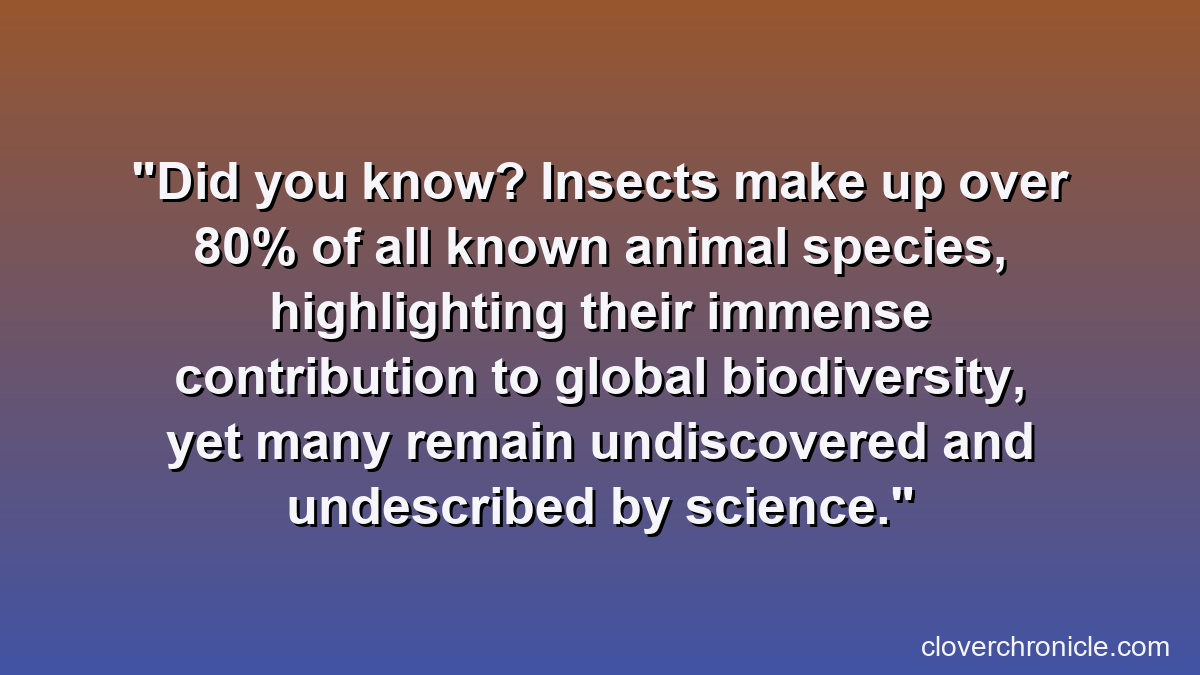 Did you know? Insects make up over 80% of all known animal species, highlighting their immense contribution to global biodiversity, yet many remain undiscovered and undescribed by science.