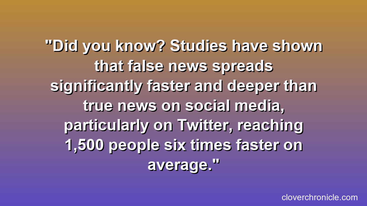 Did you know? Studies have shown that false news spreads significantly faster and deeper than true news on social media, particularly on Twitter, reaching 1,500 people six times faster on average.