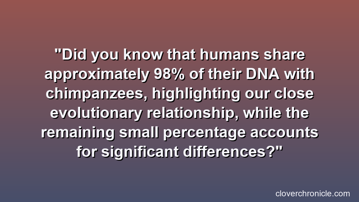 Did you know that humans share approximately 98% of their DNA with chimpanzees, highlighting our close evolutionary relationship, while the remaining small percentage accounts for significant differences?