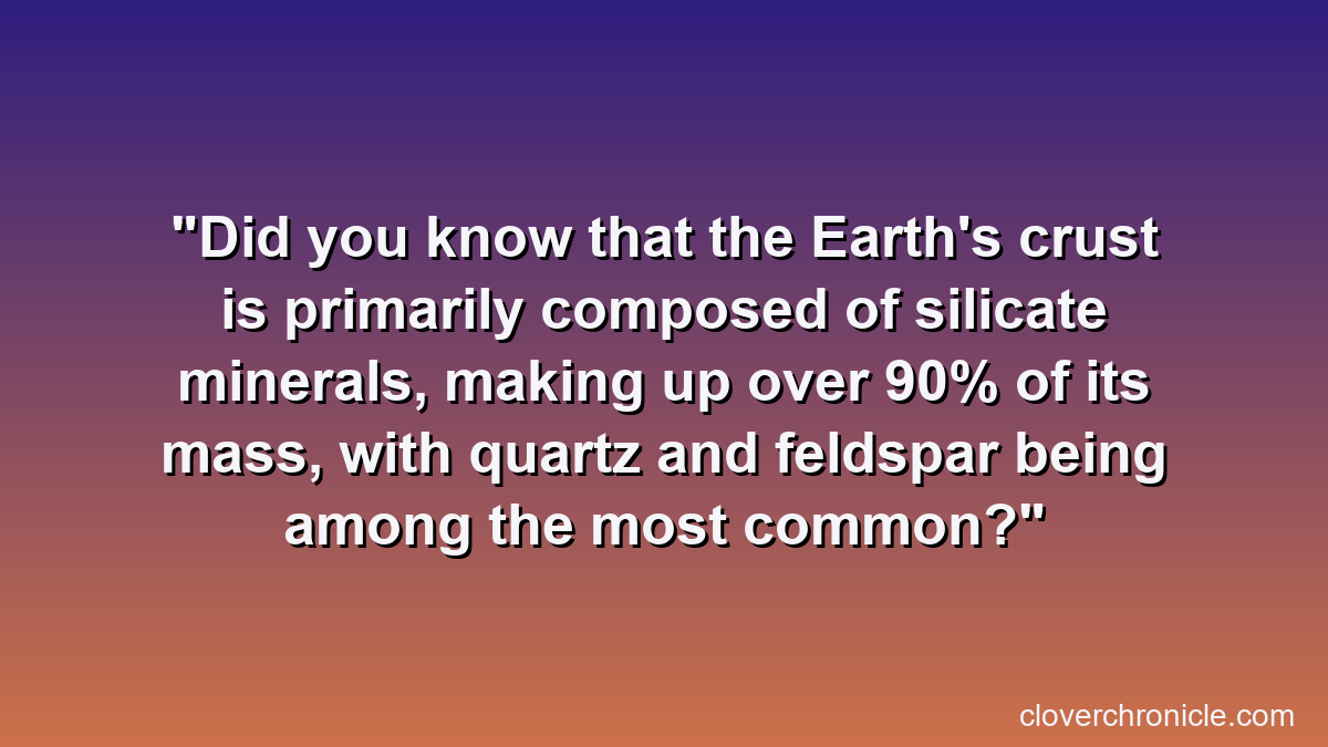 Did you know that the Earth's crust is primarily composed of silicate minerals, making up over 90% of its mass, with quartz and feldspar being among the most common?