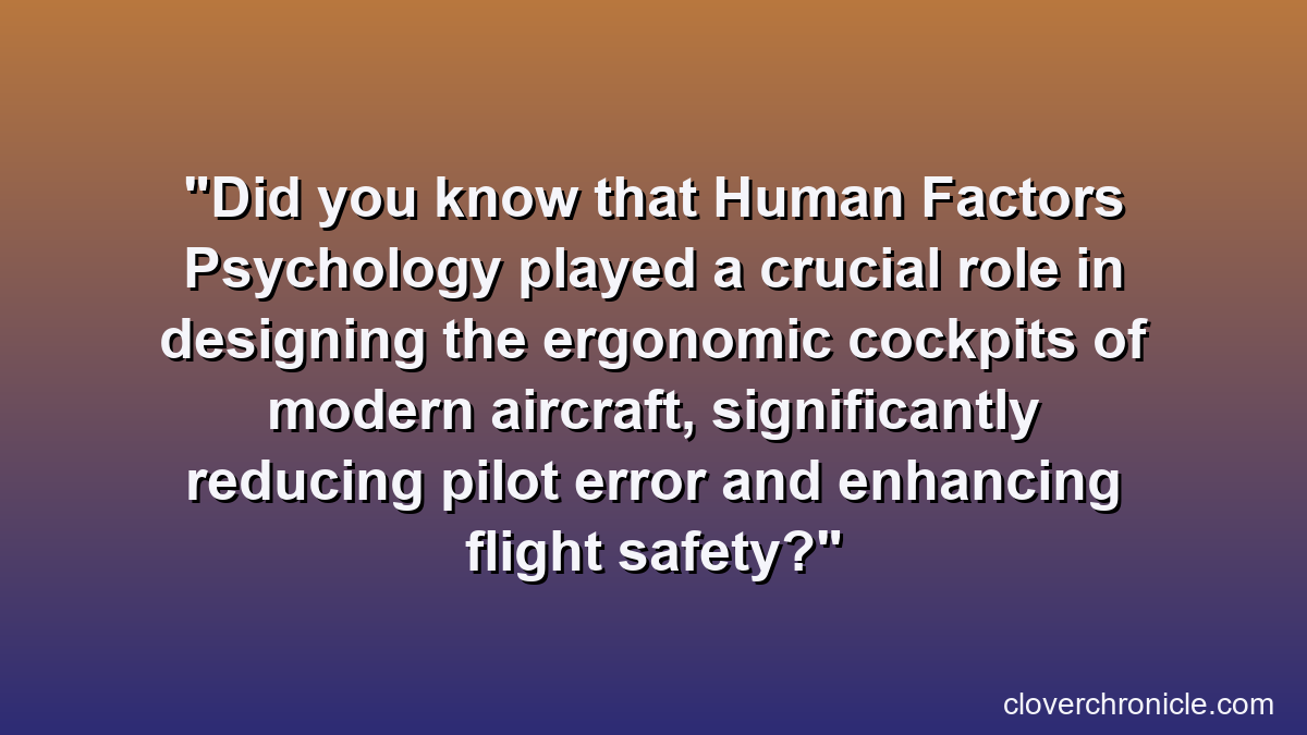 Did you know that Human Factors Psychology played a crucial role in designing the ergonomic cockpits of modern aircraft, significantly reducing pilot error and enhancing flight safety?