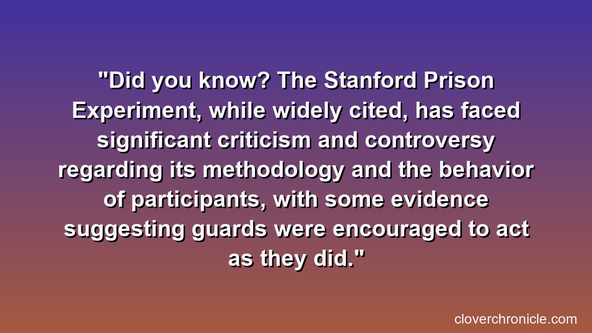 Did you know? The Stanford Prison Experiment, while widely cited, has faced significant criticism and controversy regarding its methodology and the behavior of participants, with some evidence suggesting guards were encouraged to act as they did.
