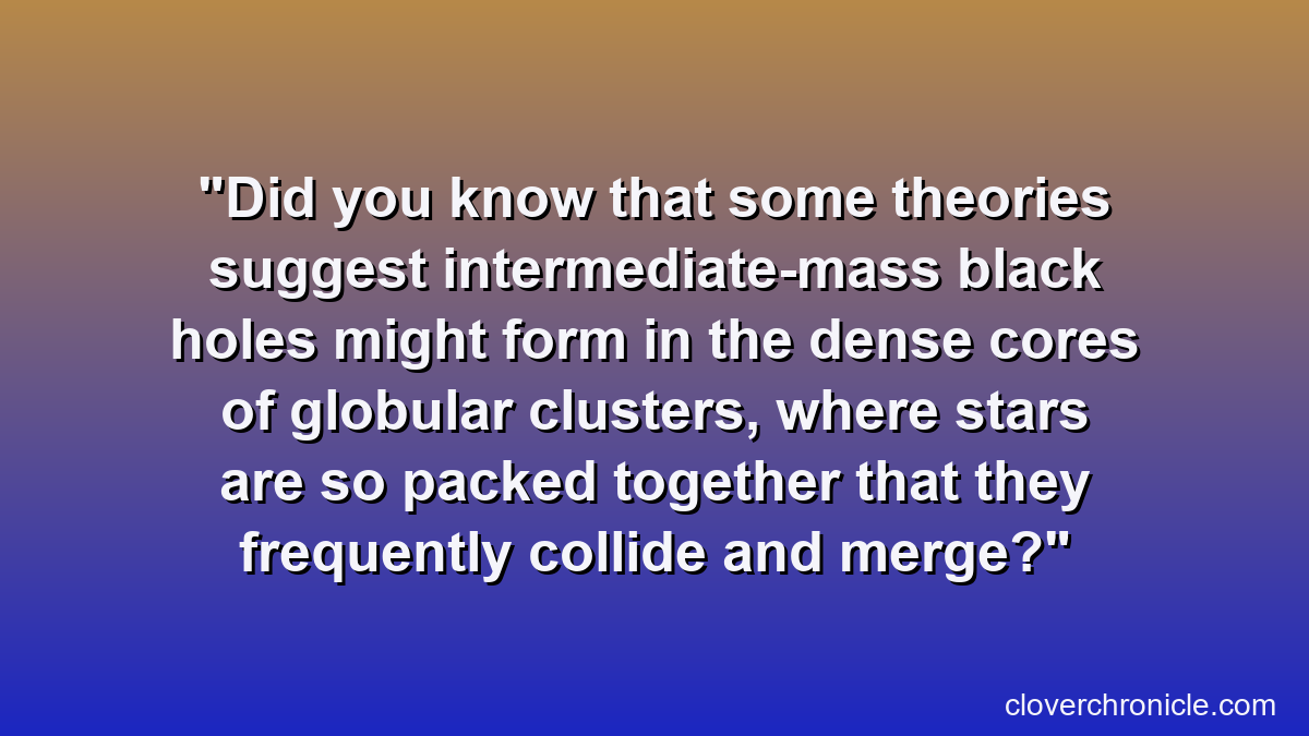 Did you know that some theories suggest intermediate-mass black holes might form in the dense cores of globular clusters, where stars are so packed together that they frequently collide and merge?