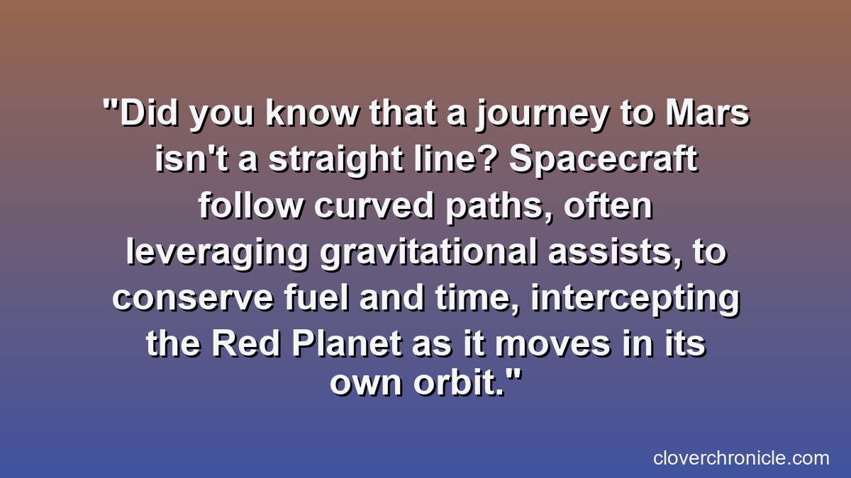 Did you know that a journey to Mars isn't a straight line? Spacecraft follow curved paths, often leveraging gravitational assists, to conserve fuel and time, intercepting the Red Planet as it moves in its own orbit.