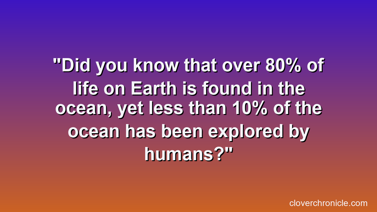 Did you know that over 80% of life on Earth is found in the ocean, yet less than 10% of the ocean has been explored by humans?