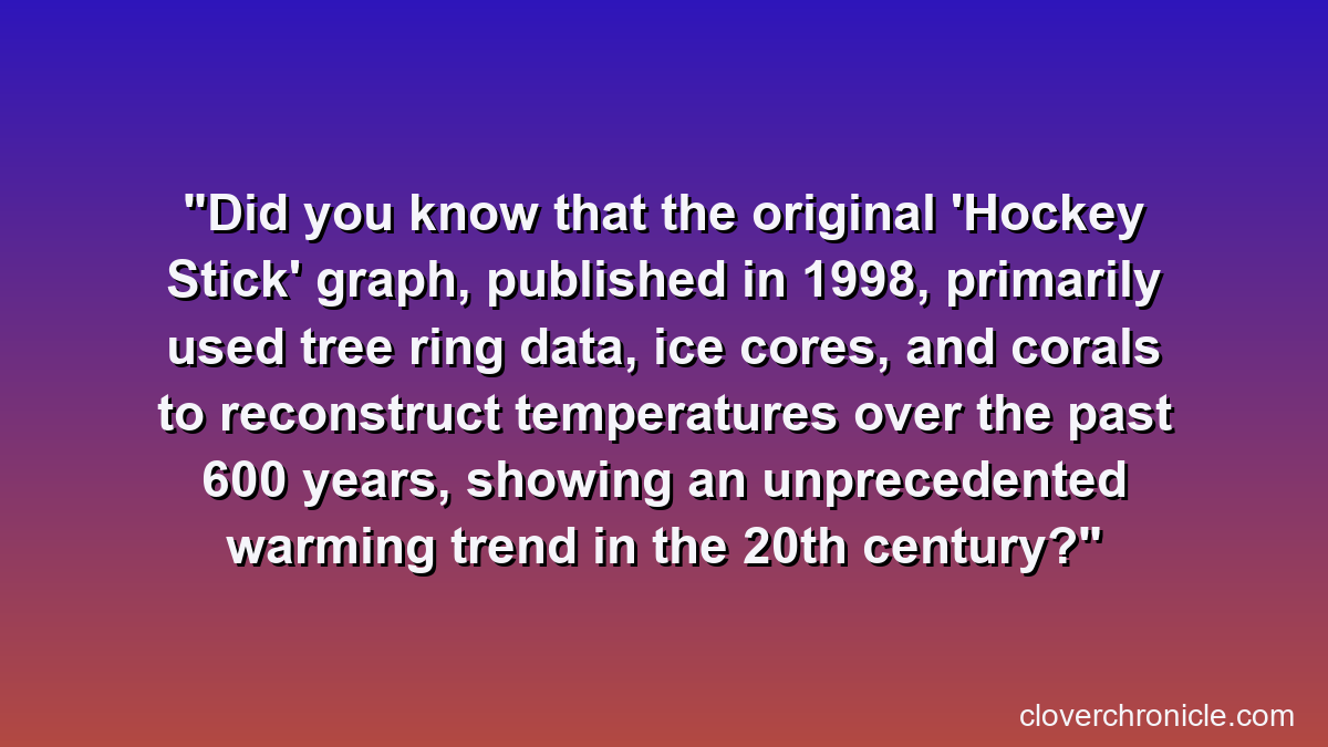 Did you know that the original 'Hockey Stick' graph, published in 1998, primarily used tree ring data, ice cores, and corals to reconstruct temperatures over the past 600 years, showing an unprecedented warming trend in the 20th century?