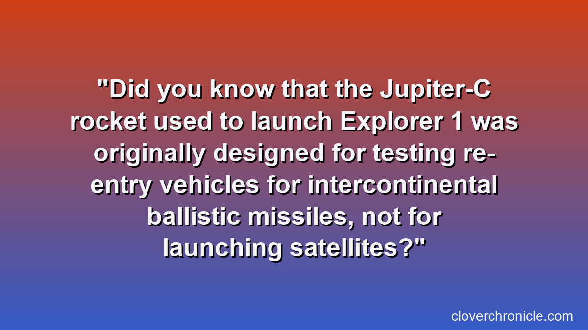 Did you know that the Jupiter-C rocket used to launch Explorer 1 was originally designed for testing re-entry vehicles for intercontinental ballistic missiles, not for launching satellites?