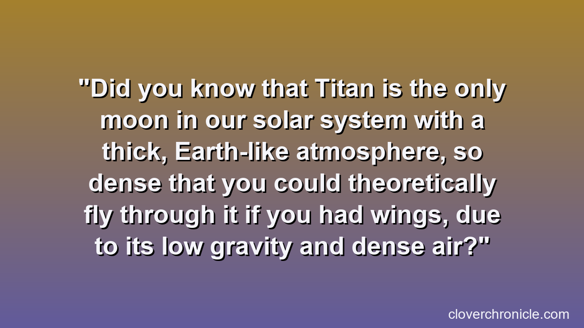 Did you know that Titan is the only moon in our solar system with a thick, Earth-like atmosphere, so dense that you could theoretically fly through it if you had wings, due to its low gravity and dense air?