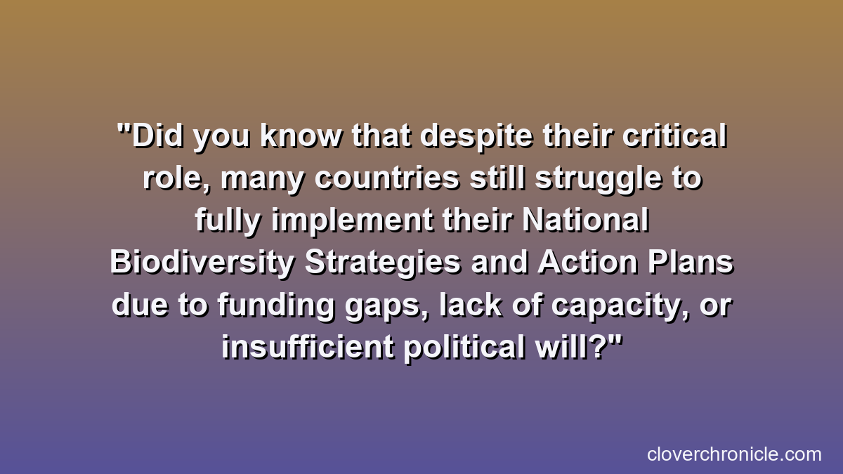 Did you know that despite their critical role, many countries still struggle to fully implement their National Biodiversity Strategies and Action Plans due to funding gaps, lack of capacity, or insufficient political will?