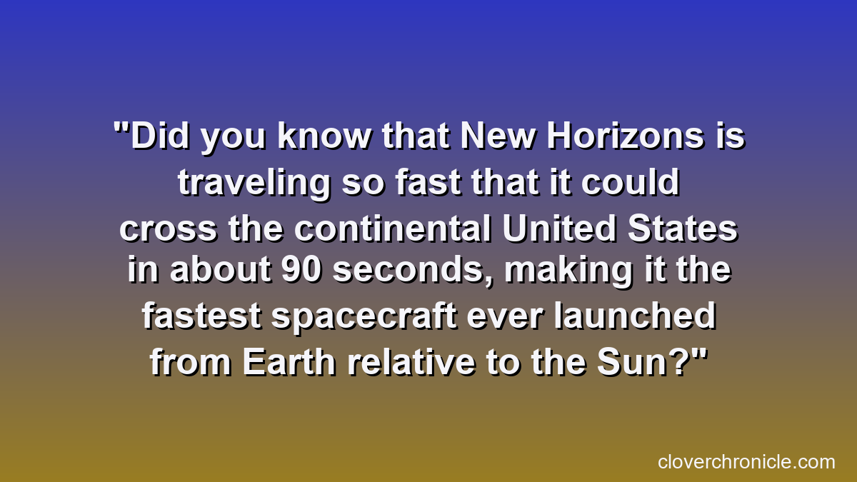 Did you know that New Horizons is traveling so fast that it could cross the continental United States in about 90 seconds, making it the fastest spacecraft ever launched from Earth relative to the Sun?
