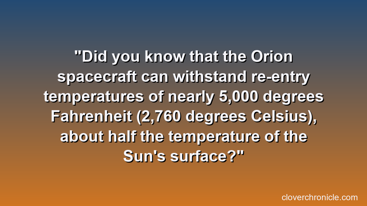 Did you know that the Orion spacecraft can withstand re-entry temperatures of nearly 5,000 degrees Fahrenheit (2,760 degrees Celsius), about half the temperature of the Sun's surface?