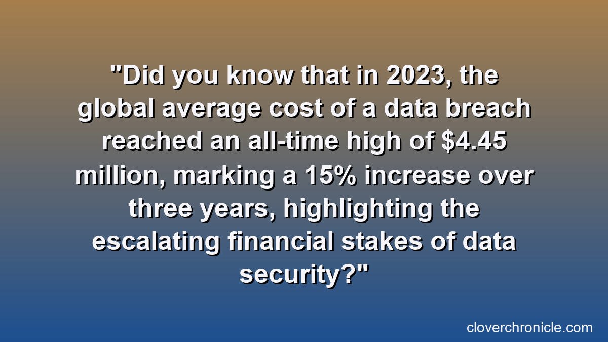 Did you know that in 2023, the global average cost of a data breach reached an all-time high of $4.45 million, marking a 15% increase over three years, highlighting the escalating financial stakes of data security?