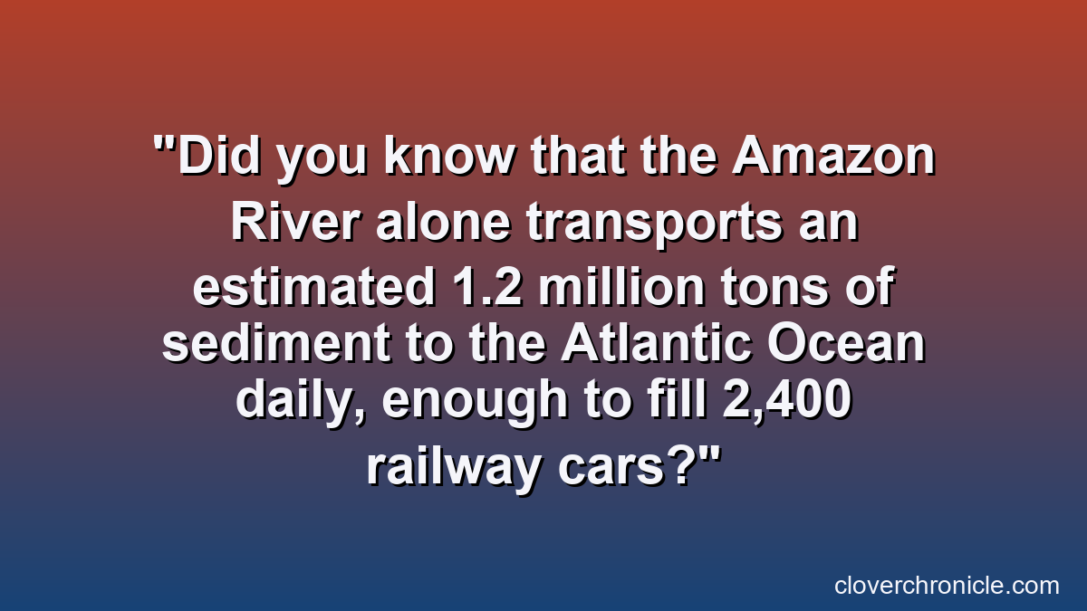 Did you know that the Amazon River alone transports an estimated 1.2 million tons of sediment to the Atlantic Ocean daily, enough to fill 2,400 railway cars?