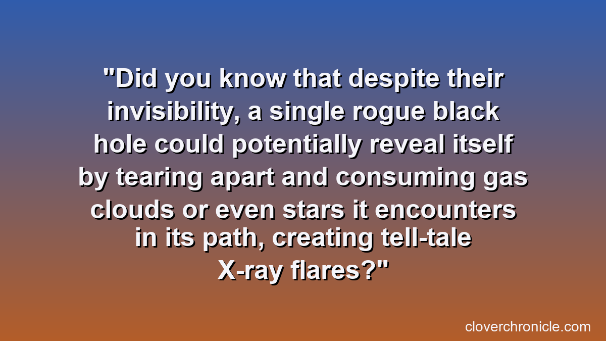 Did you know that despite their invisibility, a single rogue black hole could potentially reveal itself by tearing apart and consuming gas clouds or even stars it encounters in its path, creating tell-tale X-ray flares?