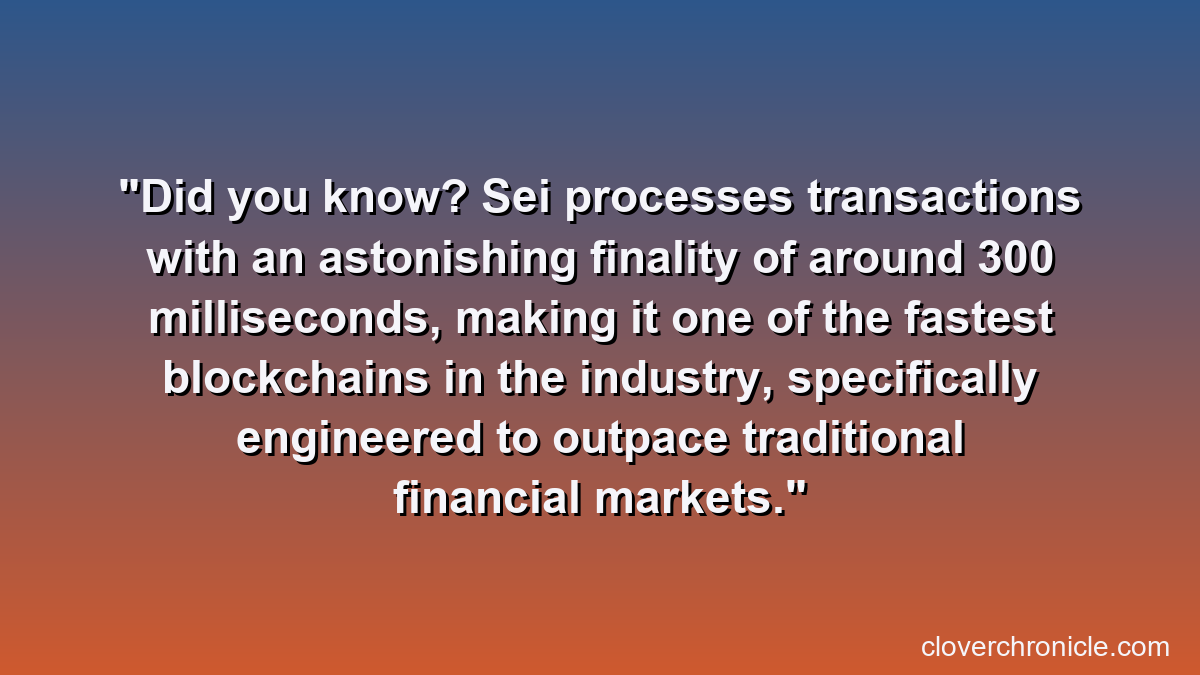 Did you know? Sei processes transactions with an astonishing finality of around 300 milliseconds, making it one of the fastest blockchains in the industry, specifically engineered to outpace traditional financial markets.