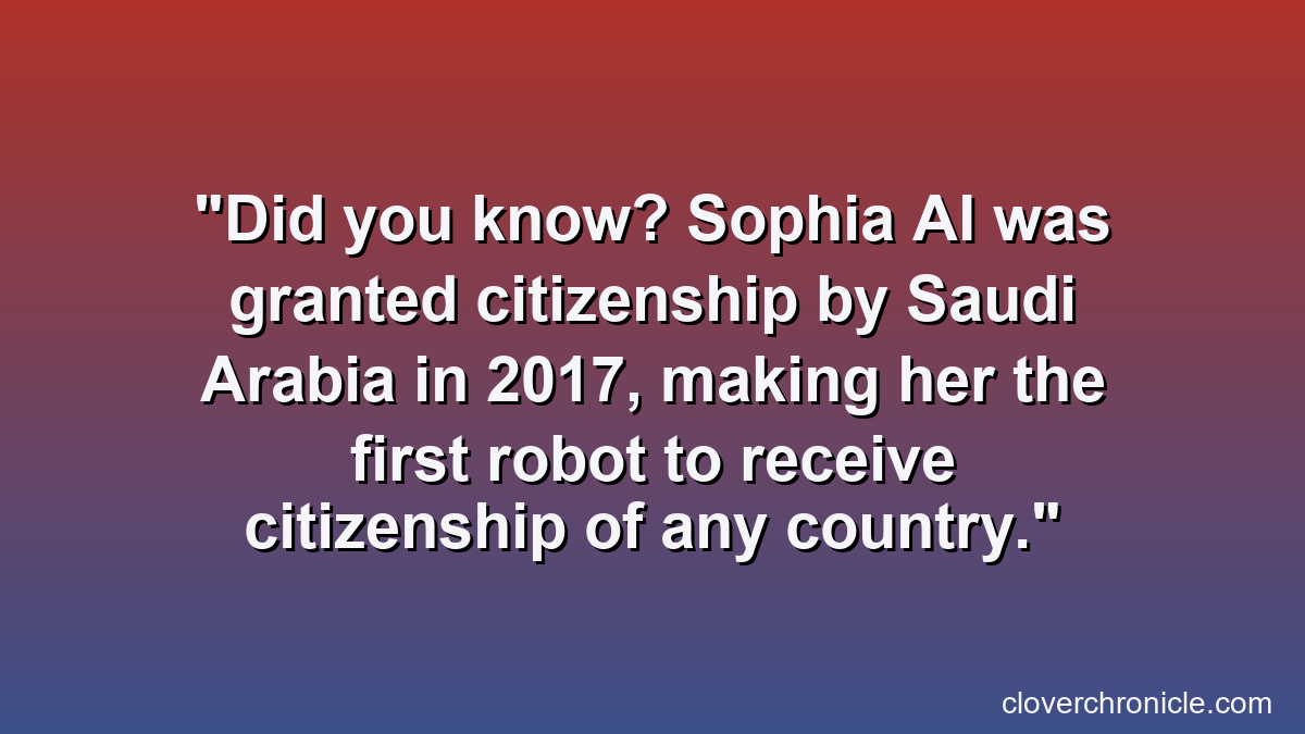 Did you know? Sophia AI was granted citizenship by Saudi Arabia in 2017, making her the first robot to receive citizenship of any country.