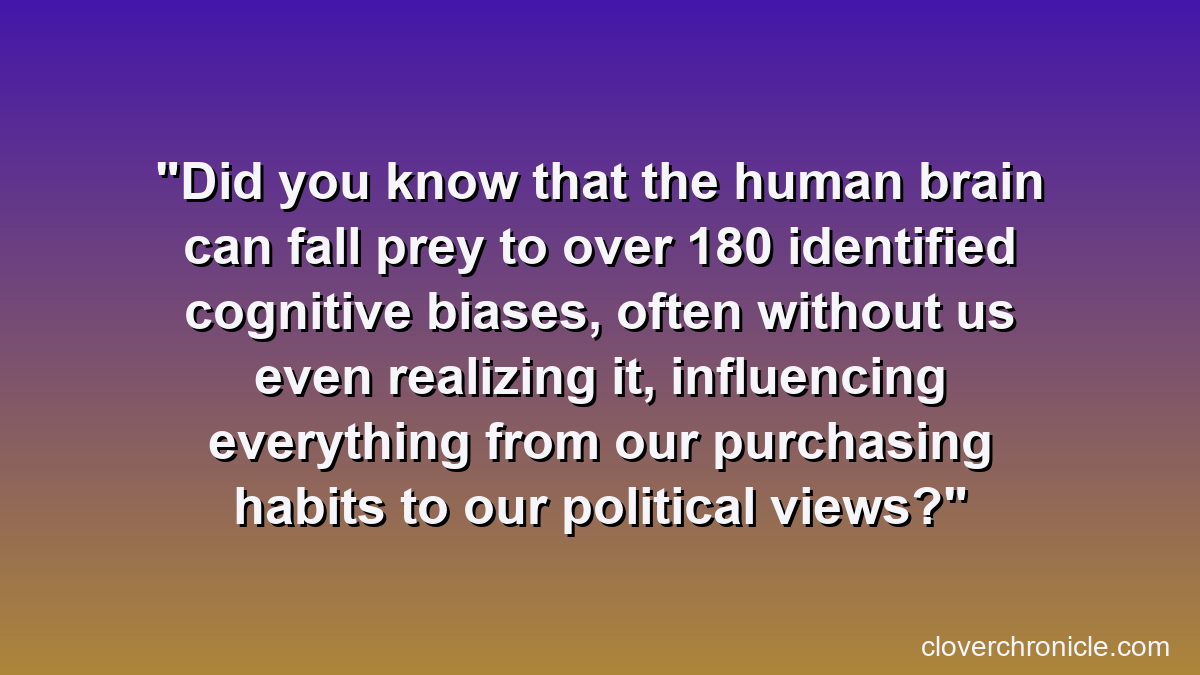 Did you know that the human brain can fall prey to over 180 identified cognitive biases, often without us even realizing it, influencing everything from our purchasing habits to our political views?