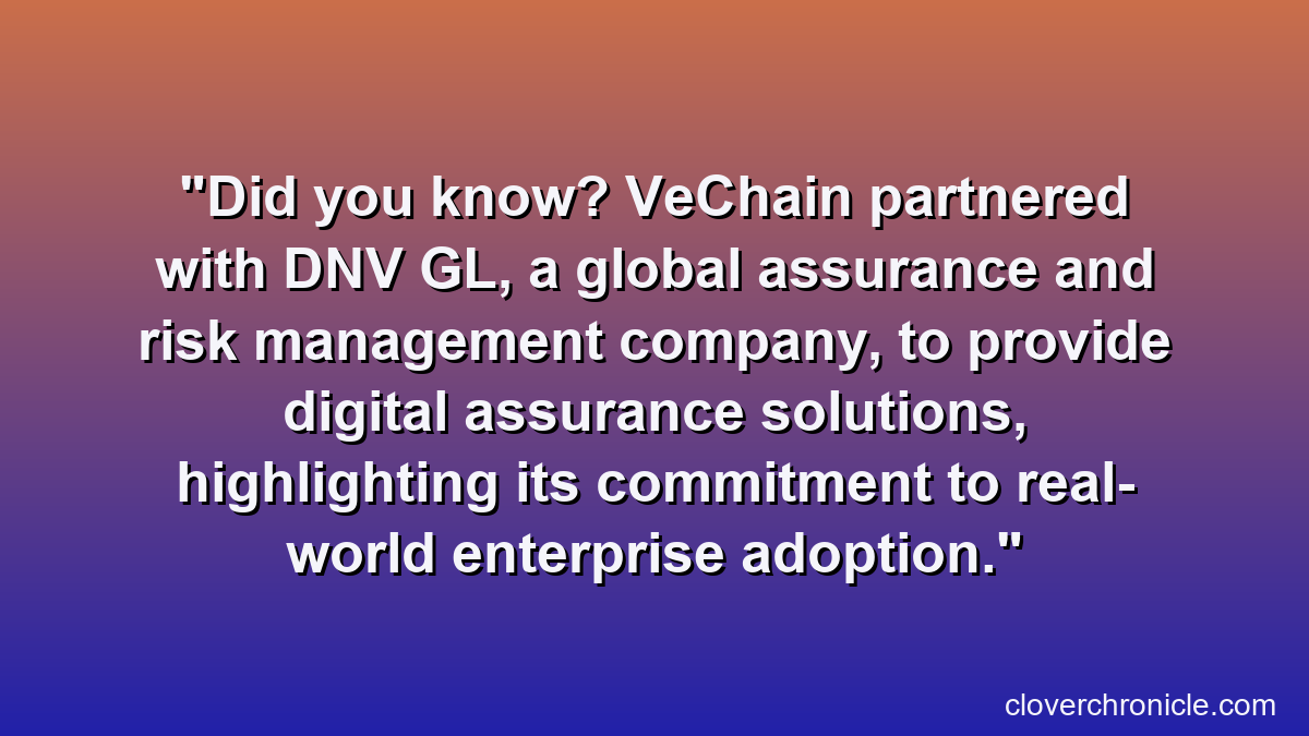Did you know? VeChain partnered with DNV GL, a global assurance and risk management company, to provide digital assurance solutions, highlighting its commitment to real-world enterprise adoption.