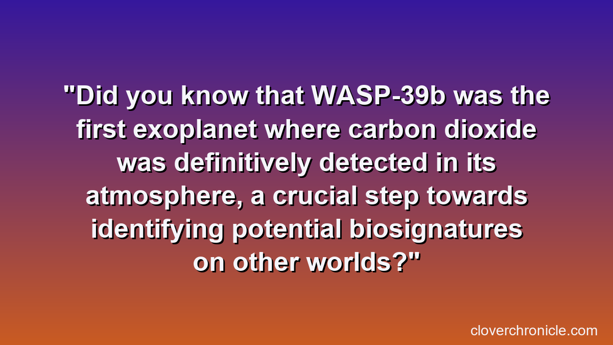 Did you know that WASP-39b was the first exoplanet where carbon dioxide was definitively detected in its atmosphere, a crucial step towards identifying potential biosignatures on other worlds?