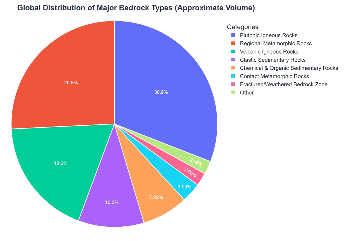 Global Distribution of Major Bedrock Types (Approximate Volume)